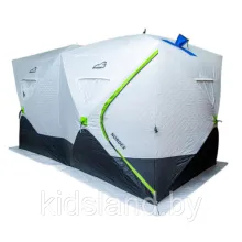 Палатка зимняя куб cдвоенная Bison Nordex EXTRA утепленная (420х200х230), бело/зеленая, арт. 447856