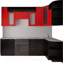 Готовая кухня Артём-Мебель Виола СН-114 без стекла ДСП 1.5x2.6 левая красный/черный