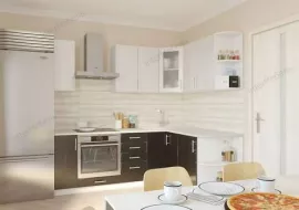 Кухня Твист-1 МДФ глянцевая угловая 2,2*1,4 метра черный белый глянец