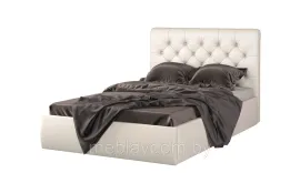 Мягкая кровать Беатриче со стразами 140х200 с подъемным механизмом Teos milk