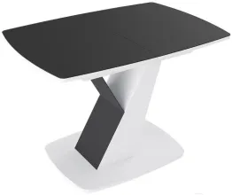 Обеденный стол ТриЯ Гарда тип 1 белый/стекло матовое черный графит