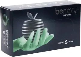 Нитриловые перчатки Benovy нитриловые нестерильные ME6GG38683 (М, 100 шт, зеленый)