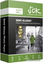 Фотобумага S"OK Semi Glossy Photo Paper A4 240 г/м2 20 листов SA4240020SG