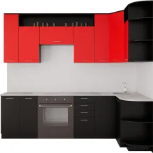 Готовая кухня Артём-Мебель Виола СН-114 без стекла ДСП 2.6x1.5 правая (красный/черный)