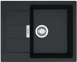 Мойка Franke S2D 611-62/500 оникс, вентиль-автомат, скрытый перелив под пластиной, сифон в комплекте