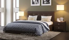 Мягкая кровать Женева 160 Dark brown с пуговицами с подъемным механизмом
