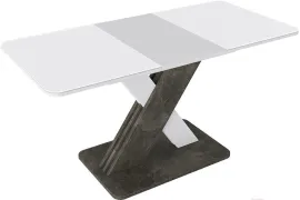 Обеденный стол ТриЯ Люксембург Тип 1 ателье темный/белый/стекло белое матовое