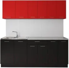 Готовая кухня Артём-Мебель Лана без стекла ДСП 2.0м красный/черный