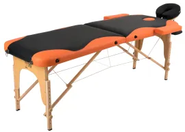 Массажный стол Atlas Sport складной 2-с деревянный 60 см. сумка (черно-оранжевый)