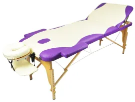 Массажный стол Atlas Sport складной 3-с 70 см деревянный (кремово-фиолетовый)