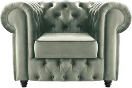 Кресло Бриоли Честерфилд В8 светло-серый