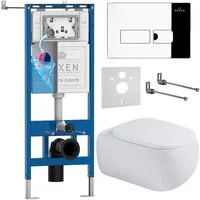 Унитаз подвесной Roxen Titan в комплекте с инсталляцией StounFix Dual Fresh 6 в 1 967203 (кнопка хром)