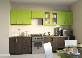 Кухня Симпл 47 из ЛДСП Эггер прямая 2,6 метра зеленый лимон гасиенда черный