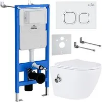 Унитаз подвесной Roxen Antares Bidet в комплекте с инсталляцией StounFix Dual Fresh 6 в 1 934445 (кнопка белый глянец)