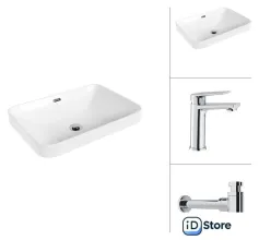 Умывальник Lauter 21441B Sky 21CK533C с сифоном 21635CH (хром)