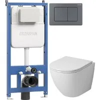 Унитаз подвесной Grossman GR-4455SQ 900.K45.01.000 Classic 700.K45.04.42M.42M (графит сатиновый)