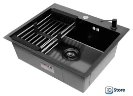 Кухонная мойка ARFEKA ECO AR мойка 600500, коландер, дозатор Black Decor