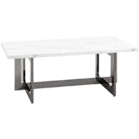 Журнальный столик Stool Group Нэйтан 122x61 / ECT-0106-GM (белый мрамор/сталь темный хром)
