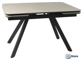 Кухонный стол Аврора Леон 120-184x80 (камень слоновая кость/черный матовый)