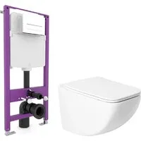 Унитаз подвесной Saniteco KW-99048 Triton Pro EVO815N (с кнопкой белый, матовый)