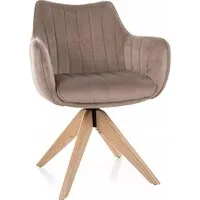 Стул с подлокотниками Signal Azalia D Velvet Bluvel 40 (темно-бежевый/дуб)