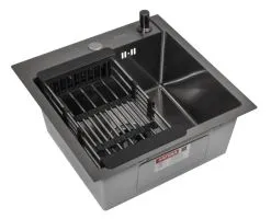 Комплект ARFEKA ECO AR мойка 450450 (настольная), коландер, дозатор BLACK DECOR