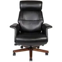 Кресло офисное Norden Вагнер / A2067 black leather (черный/натуральное дерево)