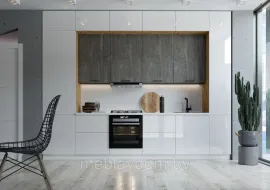 Кухня Эстетик/Хелмер Акрил/ЛДСП - Магнолия/Бетон 3.4м