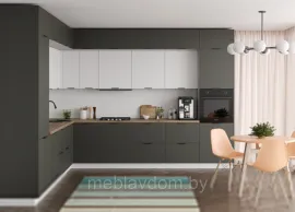 Кухня угловая Монца/Ройс 3.4х3.4м - Белый Софт/Графит Софт (ДСВ Мебель)