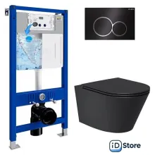 Унитаз подвесной Lauter Longer 2110822 21901002 (кнопка круглая, черный/черный)