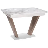 Обеденный стол Woodville Петир / 462110 (белая шагрень/дуб с пилением)