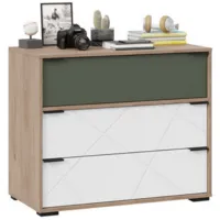 Комод Трия Лео ТД-410.04.01 (гикори джексон/белый матовый/дымчатый зеленый)