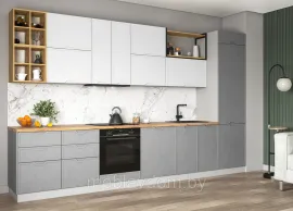 Кухня Арка 3.6м - Штукатурка белая/Штукатурка серая (ДСВ Мебель)