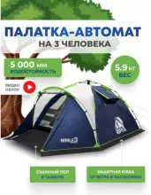 Палатка кемпинговая RSP Narle 3 с автоматическим каркасом (синий)