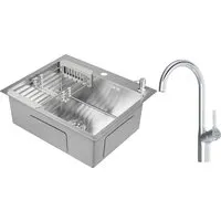 Кухонная мойка Saniteco 6050 Spike F9S07000 (с сифоном, дозатором и коландером)