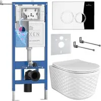 Унитаз подвесной Roxen Vine Tornado в комплекте с инсталляцией StounFix Dual Fresh 6 в 1 979009 (кнопка хром глянцевый)