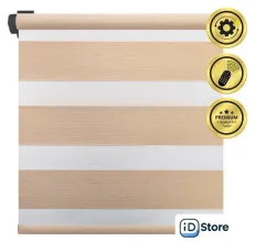 Рулонная электроштора НеоФьюжен Юпитер 260х250 левая (бежевый, черная фурнитура)