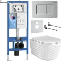 Унитаз подвесной Roxen Vine Tornado в комплекте с инсталляцией StounFix Dual Fresh 6 в 1 979023 (кнопка сатин)