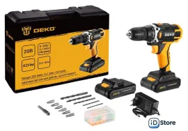 Дрель-шуруповерт Deko Banger 20V 080-1005 (с 2-мя АКБ, кейс, оснастка)