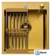 Кухонная мойка ARFEKA Eco AR мойка 450500, коландер, дозатор Gold