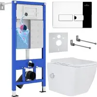 Унитаз подвесной Roxen Cube Bidet One Rimless 6 в 1 StounFix Dual Fresh 596716 (кнопка хром)