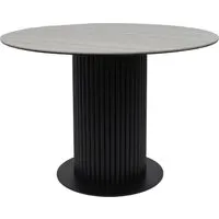 Кухонный стол Аврора Раунд D1100 (камень белый Elyt pulido/черный матовый)