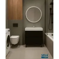 Мебель для ванных комнат Vela Тумба под умывальник Vela Мира 50Н под Bazis (черный) TU6999