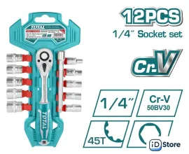 Набор трещотка с головками Total THT14114126 (12 предметов)