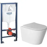 Унитаз подвесной Saniteco Torando T-201W GROHE Rapid SL 39504000 (с кнопкой хром глянец)