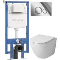 Унитаз подвесной Grossman GR-4455SQ 900.K42.01.000 Style 700.K45.05.10M.10M (хром глянцевый)