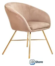 Стул с подлокотниками AksHome Amur (светло-коричневый велюр/золото)