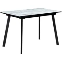 Обеденный стол Woodville Агни 110/140х68х76 (мрамор белый/черный матовый)