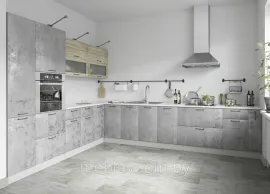 Кухня угловая Лофт 3.0х3.6м - Дуб майский/Бетон светлый (ДСВ Мебель)