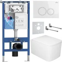 Унитаз подвесной Roxen Berg в комплекте с инсталляцией StounFix Dual Fresh 6 в 1 967248 (кнопка белая)